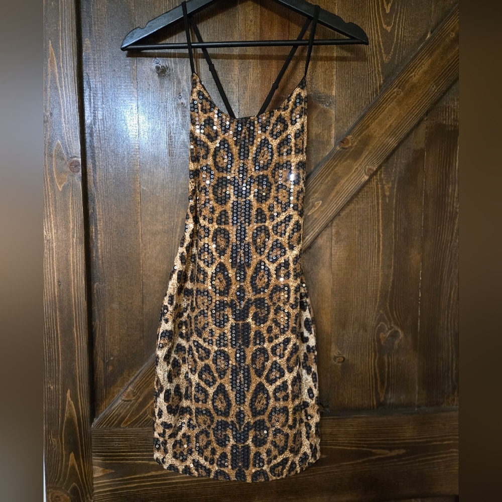 Leopard Print Sequin Dress